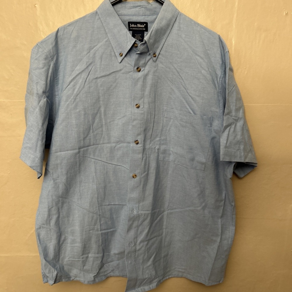 John Blair XL‎ Light Blue Short Sleeve Button Down Shirt